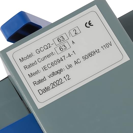 110V 2P 63A Mini Dual Power Automatic/Manual Transfer Switches Toggle Controller Change-Over Switch Self Cast Conversion 2S Quickly Toggle AC-33iB Conversion Options (2P 63A Blue)