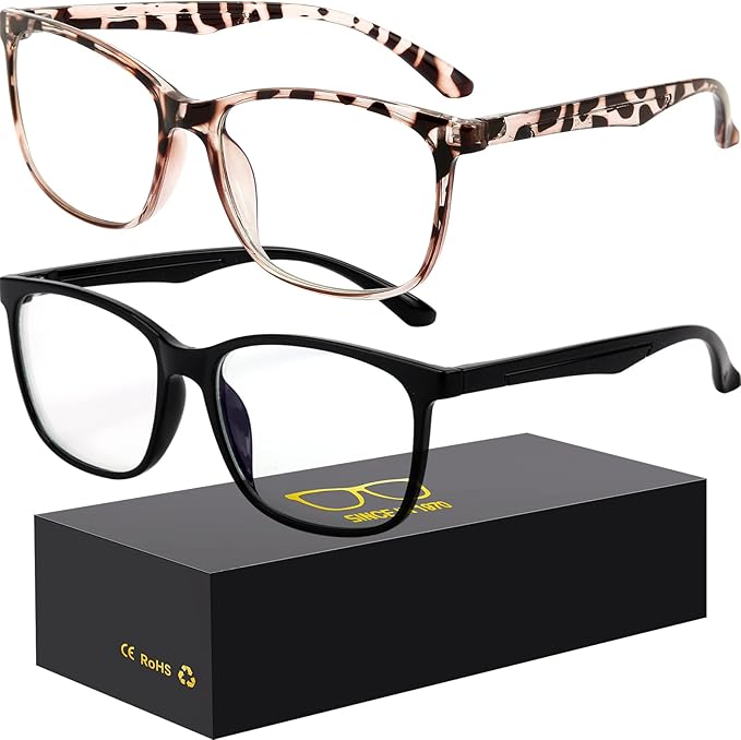 Blue-Light Blocking Glasses Computer Reading/Gaming/TV/Phones Glasses Fashion Anti Eyestrain Glasses for Women Men（B5 Black + White leopard print）