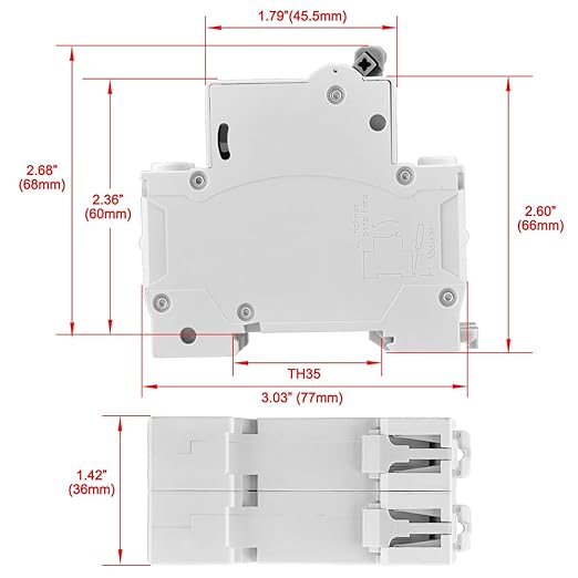 Heschen DC Miniature Circuit Breaker, HSB6C-DC, 2 Poles, DC500V 50A, Non-Polarized, Type C, Photovoltaic Circuit Breaker, for Solar PV System Solar Panels Grid System, 35mm DIN Rail Mounting