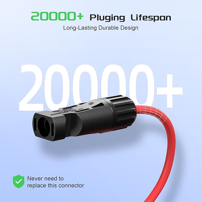 Bateria Power Solar Connectors - 30A Y-Branch Cable with Parallel Solar Panel Wire Connectors (Black and Red) in Pair (1*M/FFF+1*F/MMM)