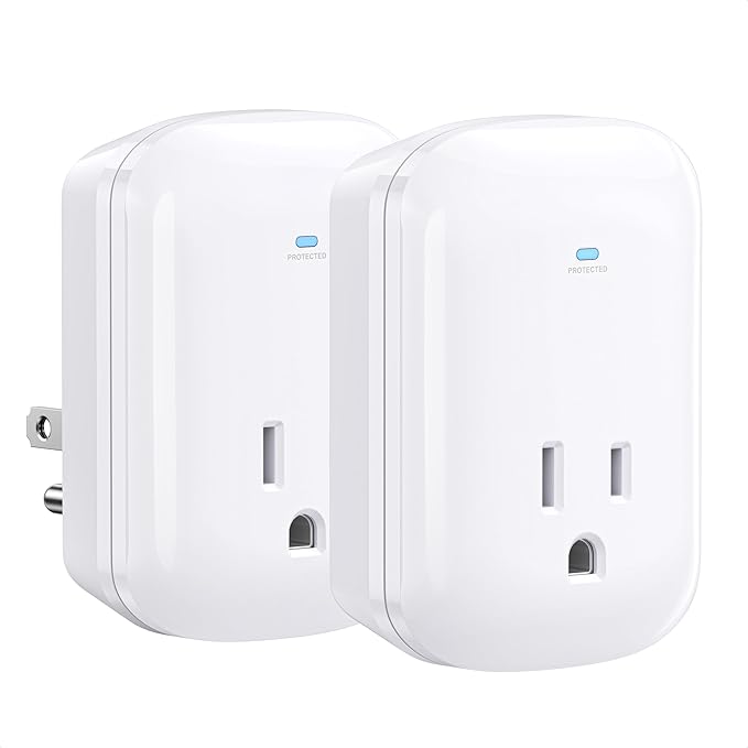 [ETL Listed] Cable Matters 2-Pack 1350 Joules Single Outlet Surge Protector for TV, PC, Xbox, PS5, Refrigerator, Treadmill, 15A/1875W, 500V Clamping Voltage Wall Surge Protector Outlet, White