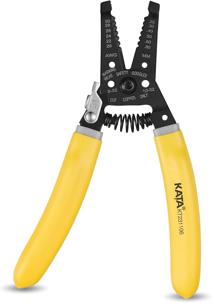 KATA Wire Stripper Wire Cutter - 7 Inch Wire Crimpers Stripping Tool Cutting Plier for 20-30 AWG Solid and 22-32 AWG Stranded Wire - Electrical Wire Stripping Crimping Plier Cable Strippers
