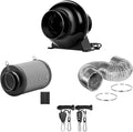iPower 4 Inch 195 CFM Inline fan Circulation Vent Blower, Air Carbon Filter with Hook, 8 Feet Ducting and Rope combo, for Grow Tent Ventilation