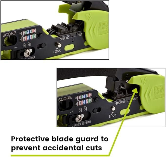 trueCABLE Crimp Tool for Pass Through RJ45 All-in-One Ethernet Tool: Crimp, Cut, Score - Works with Cat5e, Cat6, Cat6A Shielded and Unshielded Connectors