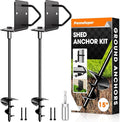 Ground Anchors Shed Anchors 14" Set of 2 Trampoline Stakes Screw in Heavy Duty Mobile Home - Storage Shed Anchor Kit - Playset Swing Anchors - Stakes for Fence,Carport,Garden (Black, 2 x 14in)
