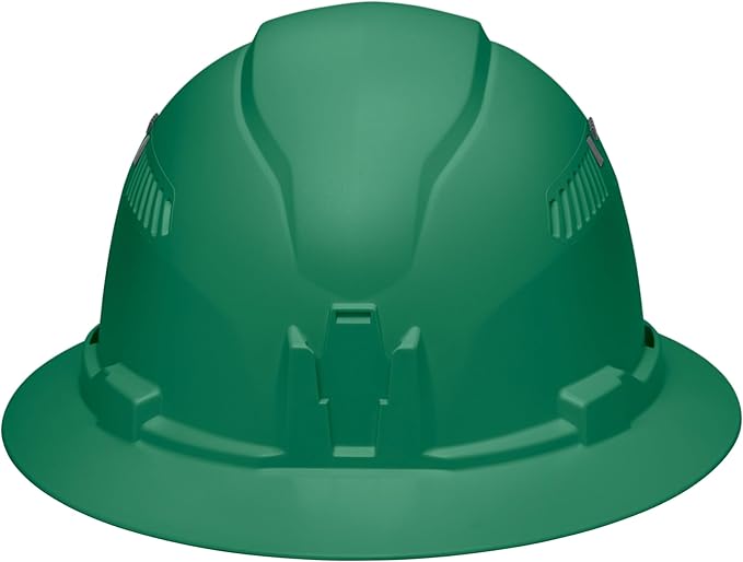 Klein Tools 60941 Hard Hat, Vented, Full Brim Style, Padded, Self-Wicking Odor-Resistant Sweatband, Green