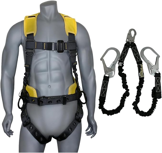 AFP Demon Comfortable Fall Protection Harness Kit – OSHA/ANSI PPE Full Body Safety Harness for Construction Work