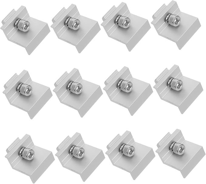 BESPORTBLE 12pcs Outdoor Solar Panel Fixed Buckle Metal Rack Clips Versatile Mid-end Clamps for Easy Installation of Solar Photovoltaic Systems
