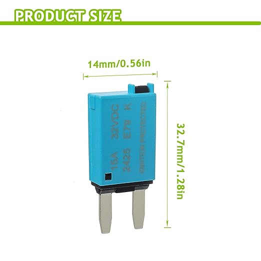 5A 10A 15A 20A 25A 30A DC 12V-32V Manual Reset Circuit Breaker ATM Low Profile T1 Mini Blade Fuses Breakers for Car Trucks Marine Boat RV Solar and More