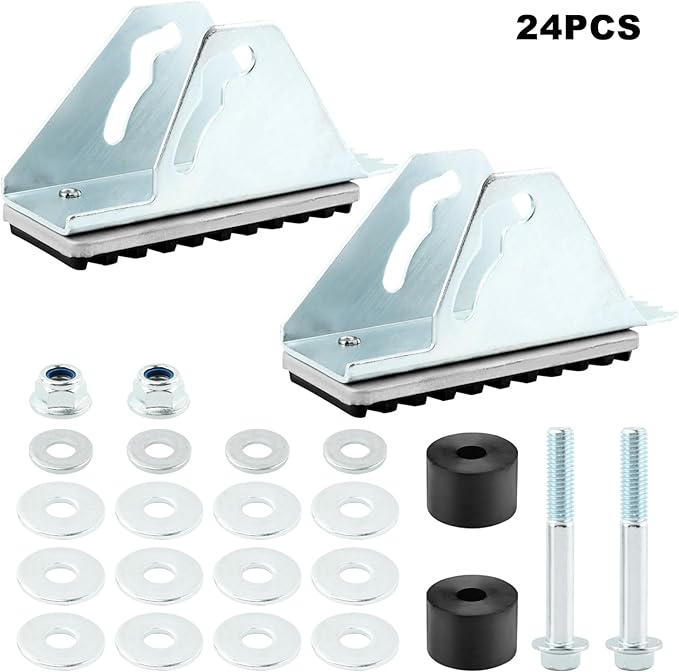 2 Pack Aluminum Anti-Skid Shoe Feet for Extension Ladders Replacement Parts Rubber Padded Feet Ladder Accessories Compatible with Most Ladders Silver Black