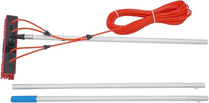 9.8 FT Solar Panel Cleaning Kit, Window Cleaning System, 35M Hose & Rotating BrushHead, Washing Equipment Window Cleaner Tool Water Fed Pole Kit for Roof Caravan Solar Panel