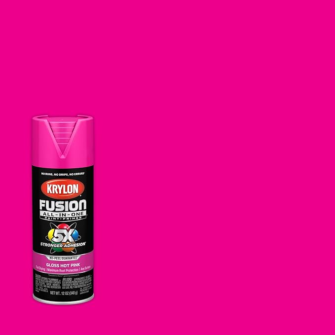 Krylon Fusion All-In-One Adhesive Spray Paint for Indoor/Outdoor Use, 12 oz, Hot Pink
