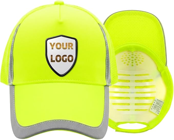 YOWESHOP Reflective Safety Baseball Cap Customize Logo with Removable PE Shell Hi-Vis Safety Work Hat