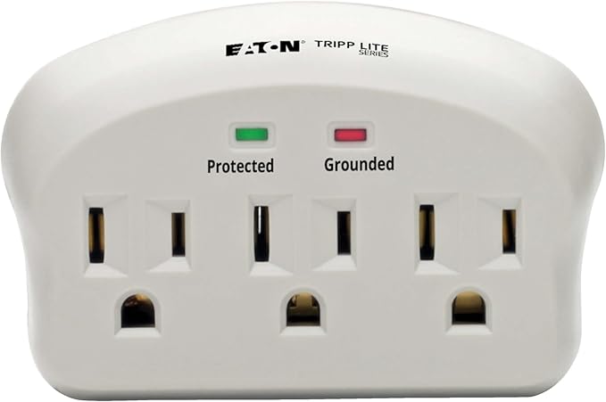 Eaton Tripp Lite SK3-0 Multi-Plug Wall Outlet Extender Surge Protector, 3 Outlets, 660 Joule Rating, Diagnostic LEDs, Portable Travel Wall Plug, Lifetime Manufacturer's Warranty & $5,000 Insurance
