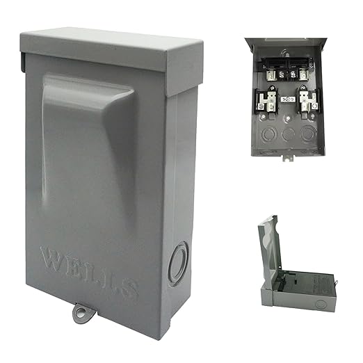Wells 30AMP Waterproof AC Disconnect Box (No Included Fuse) 120/240VAC Fuse Disconnect Outdoor Metal Box Pull Out Switch for Home and Light Commercial Air Conditioning
