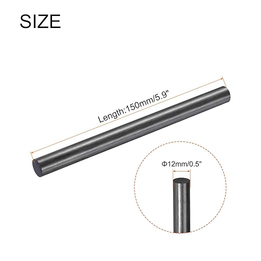 MECCANIXITY Carbon Fiber Rod, 12mm x 150mm Carbon Rod Bar for RC Airplane DIY Craft Kite Wing Tube Quadcopter Arm Repair Pack of 1