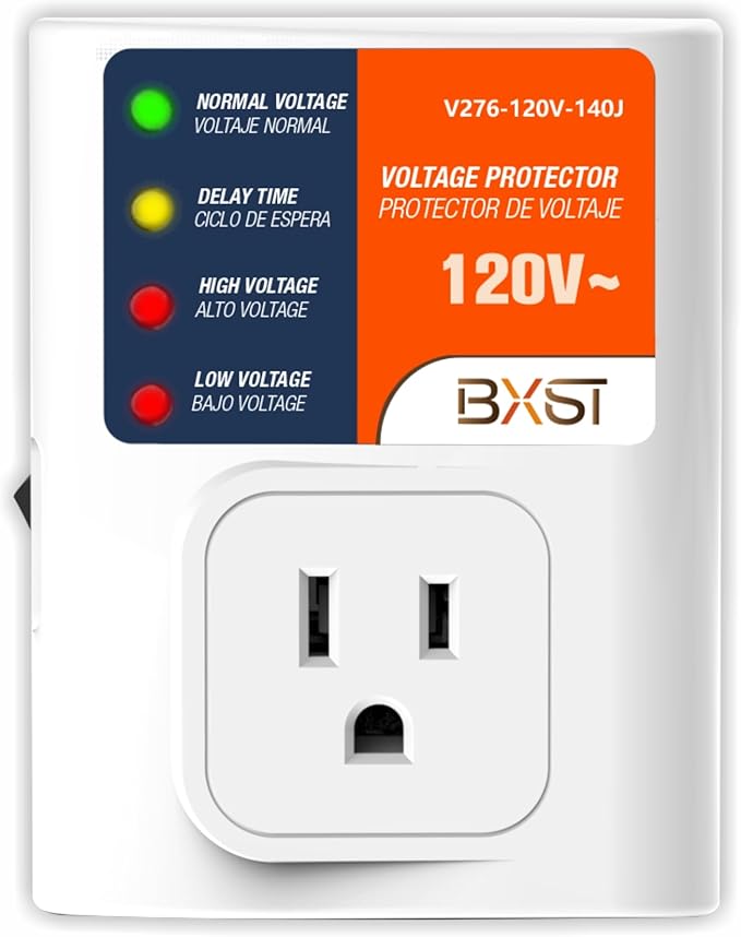 BXST Surge Protector for Home Appliances, 120V 15A Voltage Protector Outlet with 140J Lightning Protection, Wall Overload & Power Surge Protection Plug for Refrigerator, TV, Computer, Washing Machine