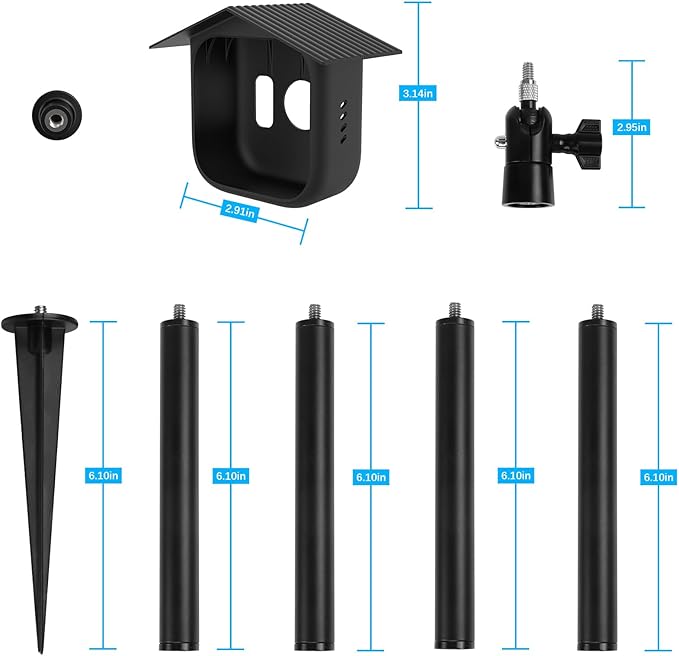Security Camera Ground Stake + Silicone Cover Case Skin for All-New Blink Outdoor 4 (4th Gen), Heavy Duty Stand Mount with Adjustable Angle and Height (1Pack Black)