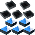 10PCS Black Aluminum Heat Sink with Thermal Conductive Adhesive Tape, 25×25×10mm Heatsink Cooler for Cooling VRM GPU Stepper Driver 3D Printer Stepper Motor Raspberry Pi
