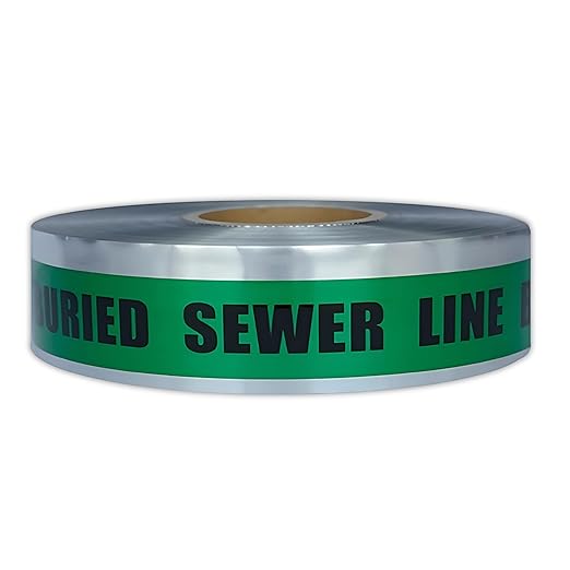 ACE Supply Detectable Underground Sewer Line Tape - Detectable Underground Tape - 2 Inch x 1000 Ft Length, 5 Mil - Buried Sewer Line Locator & Utility Marker