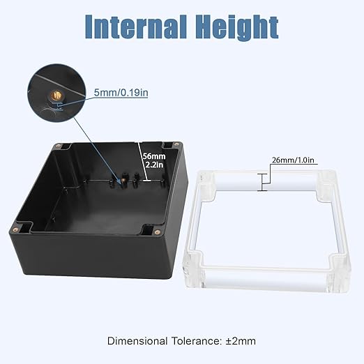 LeMotech Electrical Box Clear Cover Project Box IP65 Waterproof Junction Box ABS Plastic Case Universal Enclosure for Electronics, Black 6.1"x 6.1"x 3.4"(160x160x90mm)(Pack of 1)