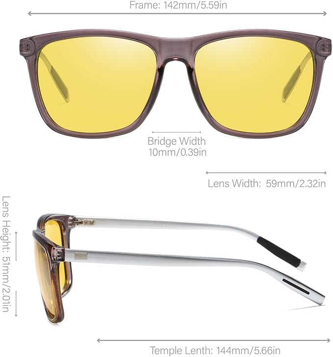 DUCO Polarized Night Vision Glasses for Men and Women Yellow Safety Driving Glasses with UV Protection and Anti Glare
