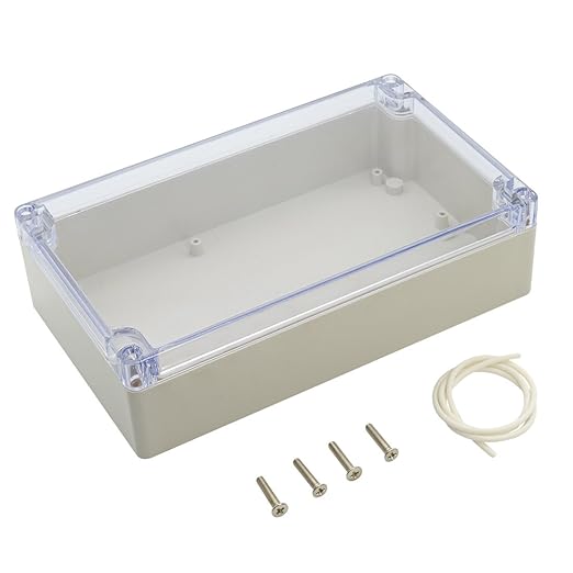 LeMotech ABS Plastic Junction Box Dustproof Waterproof IP65 Electrical Enclosure Box Universal Project Enclosure Grey with PC Transparent Clear Cover 8 x 4.7 x 2.2 inch（200 x120 x56 mm）