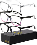 Blue-Light Blocking Glasses Computer Reading/Gaming/TV/Phones Glasses Fashion Anti Eyestrain Glasses for Women Men（E5 Black + Blackviolet + Transparent）