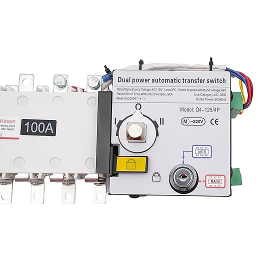100AMP Dual Power Automatic Transfer Switch ATS, 4P 50/60Hz, Changeover Isolation Generator
