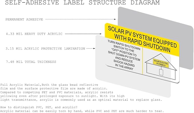55 Pack Reflective Solar PV System Labels -Serial 2R- UV Resistant Solar PV Stickers Photovoltaic System Warning Durable | PV Label for Electrical Panel Installer Kits