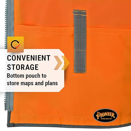 Pioneer Safety Vest for Men – Hi Vis Reflective Neon, Cool Mesh Back Panel, 12 Pockets, Zipper for Surveyor Work – Orange, Yellow/Green