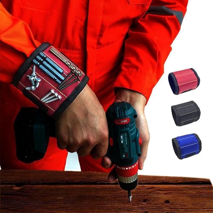 Magnetic Wristband for Tools – Adjustable Tool Holder with Strong Magnets – Ideal for Screws, Nails, Bolts, Drill Bits – Perfect for DIY, Carpentry, and Construction Work (blue, 1)