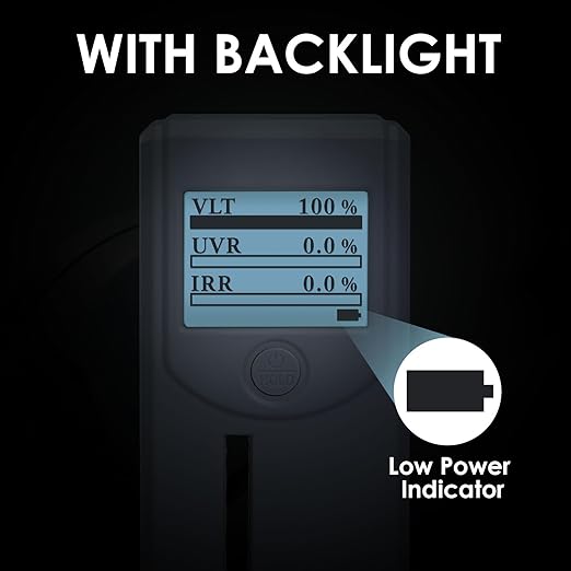 Tint Meter Portable Window Tint Meter Automatic Rotating Screen Window Tint Tester, Automatic Calibration, Measuring VL(Visible Light) UV IR Transmittance and Rejection of Windows, Solar Window Film