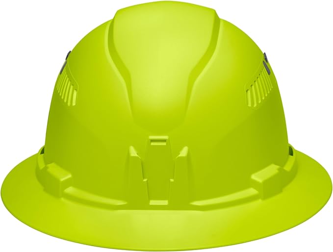 Klein Tools 60911 Hard Hat, Vented, Full Brim Style, Padded, Self-Wicking Odor-Resistant Sweatband, High Visibility Lime