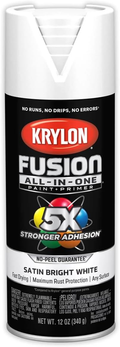 Krylon Fusion All-In-One Adhesive Spray Paint for Indoor/Outdoor Use, 12 oz, Bright White
