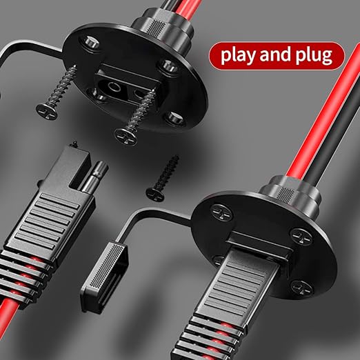 10AWG 5FT Power SAE Socket Sidewall Port to SAE Connecters Extension Cable, with 10A 15A 20A 25A 30A Fuse, Reverse Adapter Quick Disconnect Weatherproof, for Solar Panel, Motorcycle, Car