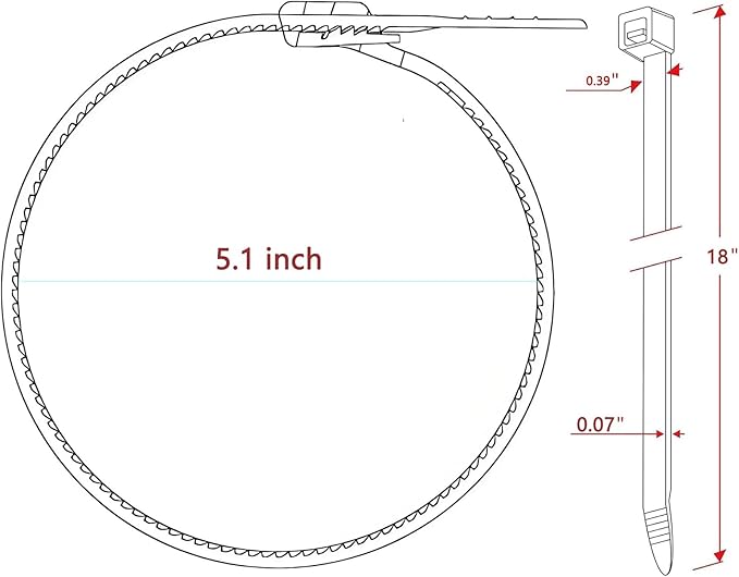 18 Inch White Heavy Duty Cable Ties (50 Pack) - UV Resistant Zip Ties for Indoor & Outdoor Use, 250lb Tensile Strength, Durable and Weatherproof
