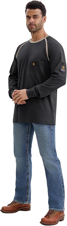 WORKWEYA 6.5oz Men's FR Shirts NFPA 2112 Lightweight Cotton Fire Retardant Shirt