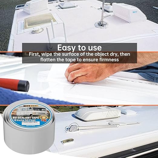 RV Roof Tape White,6 Inch X 50 Feet RV Sealant Tape,RV Camper Roofing Repair Sealant Tape, Waterproof Leak Tape for RV Repair,UV Resistant, Weatherproof, for Boat Sealing, Camper,Tents