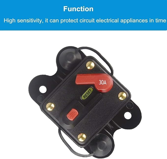 30Amp Circuit Breaker Manual Reset Fuse holder, 30A-300A 12V-24V DC Protection Reset Fuse for Trolling Motor Auto Car Marine Boat Stereo Audio Inline Fuse Inverter (30A)