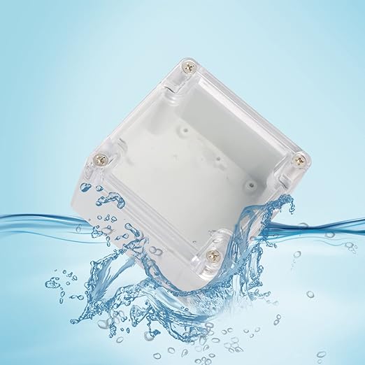 Universal Outdoor Junction Box, ABS Plastic Dustproof Waterproof IP65 Universal Electrical Boxes Project Enclosure Grey with Transparent Clear Cover 3.3 x 3.2 x 2.2 inch (83 x 81 x 56mm)