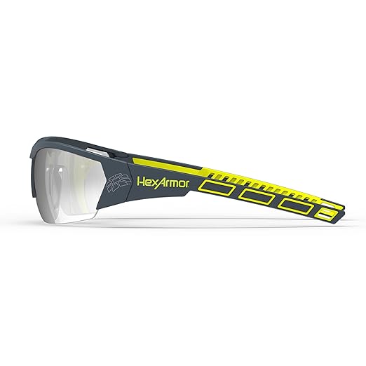 HexArmor MX250 Silver Mirror 53% tinted safety glasses for men and women | Anti-fog | Scratch resistant wrap around lenses | Adjustable side arms | Certified ANSI Z87 | 100% UV protected eyewear