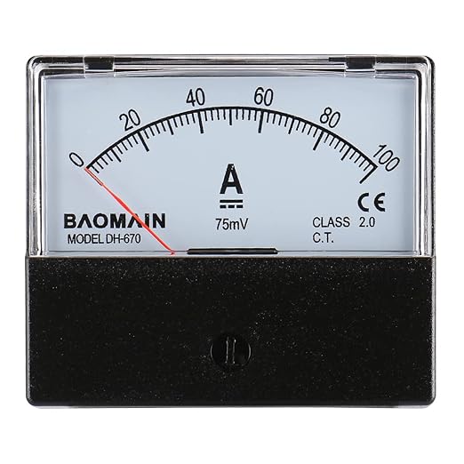 Baomain DH-670 DC 100A Analog Amp Panel Meter Current Ammeter with 75mV Shunt