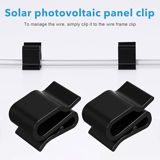 30 Pcs Trailer Frame Wire Clips, Solar Panel Clip, Plastic Wires Clip, Cable Clips Outdoor, S-Clip, Solar Panel Double Wire Clamps, Electrical Cord Management (Black, 25 x 16mm)