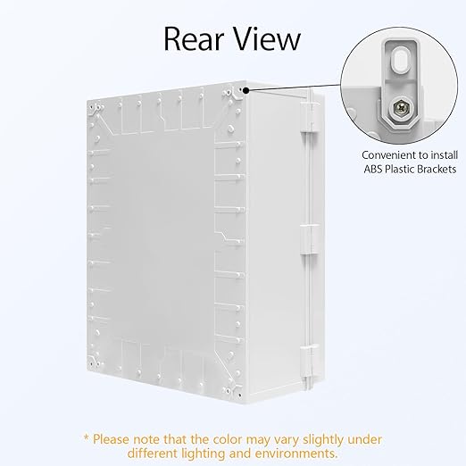 Electrical Box IP65 Waterproof Dustproof ABS Plastic Enclosure Outdoor and Indoor Project Box Hinged Cover with Mounting Plate Wall Brackets, Outer Dimension 19.7"x 15.7" x 7.9", Grey