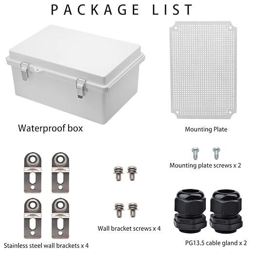 Outdoor Waterproof Electrical Box Junction Box Weatherproof IP67 ABS Plastic Enclosure Switch Router Project Box Electronics Enclosure with Mounting Plate Wall Bracket Grey 11.1"x7.5"x5.1"