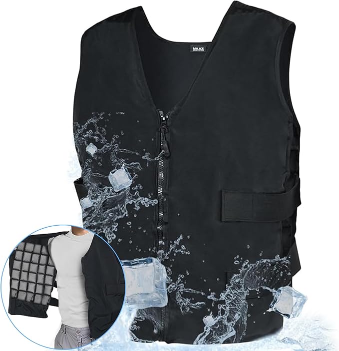 MR.ICE Cooling Vest for Men & Women - Adjustable Ice Vest for Motorcycle, Workers, Sports, Outdoor, Heat Relief