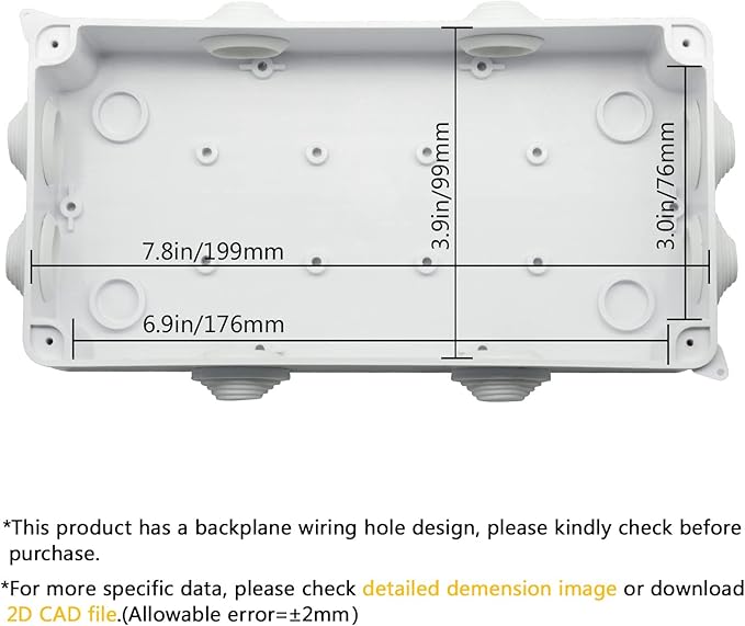 LeMotech ABS Plastic Dustproof Waterproof IP65 Junction Box Universal Electrical Project Enclosure White 7.9 x 3.9 x 2.8 inch (200 x 100 x 70 mm)