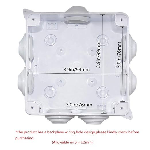 Junction Box, Zulkit ABS Plastic Dustproof Waterproof IP65 Universal Electrical Boxes Project Enclosure White 3.9 x 3.9 x 2.8 inch(100 x 100 x 70mm)