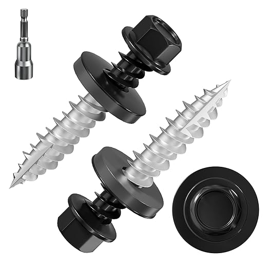 # 3/16 * 1 "98PCS 1lbs Black Hexagonal Metal Sheet roof Screws, # 10 * 1 with EPDM Washer and Hexagonal self Tapping, Used for Metal to Wood and Corrugated Roofs. 5 * 25mm
